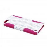 Wholesale iPod Touch 5 Mesh Hybrid Case (White-Pink)